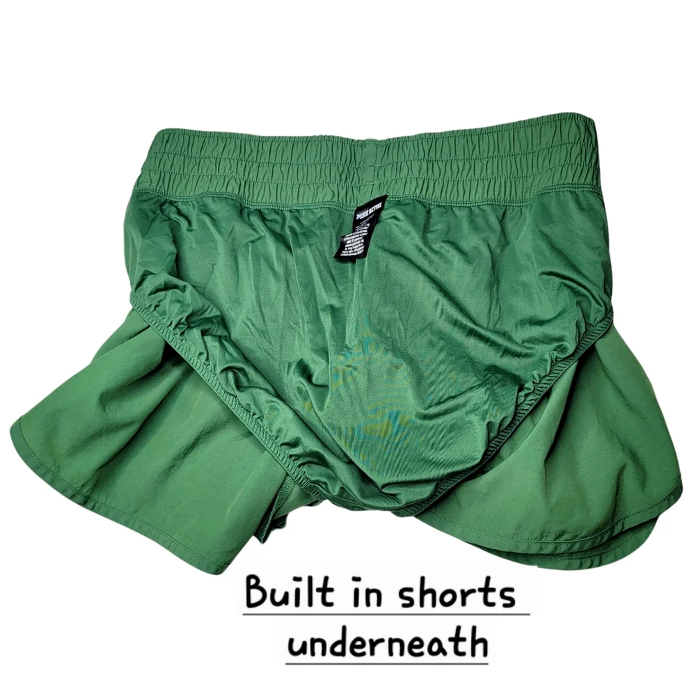 Victoria's Secret PINK Running Shorts Green Size Large High Waisted Lightweight